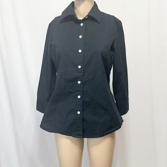 J.Crew Sz S Black Relax Cotton Poplin 3/4 Sleeves Button Cuff - Picture 7 of 7